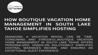 How Boutique Vacation Home Management in South Lake Tahoe Simplifies Hosting