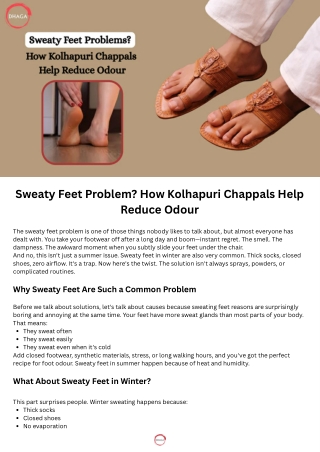 Sweaty Feet Problem? How Kolhapuri Chappals Reduce Odour