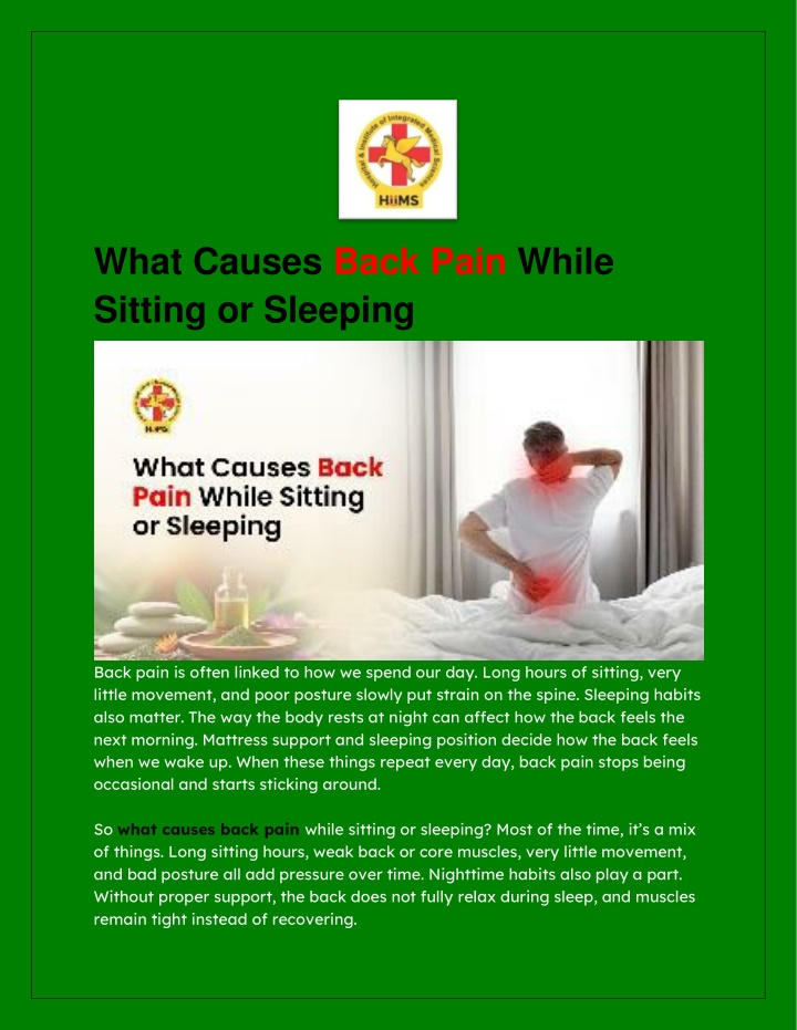 PPT - Topic_ What Causes Back Pain While Sitting or Sleeping PowerPoint ...