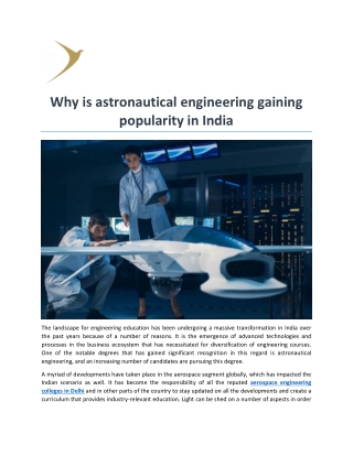 Why is astronautical engineering gaining popularity in India