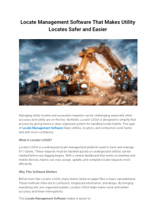 Locate Management Software That Makes Utility Locates Safer and Easier