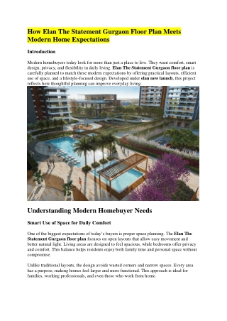 How Elan The Statement Gurgaon Floor Plan Meets Modern Home Expectations