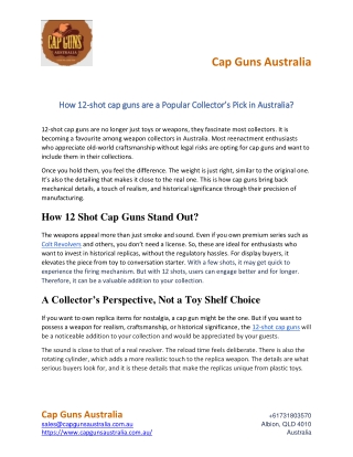 How 12-shot cap guns are a Popular Collector’s Pick in Australia?