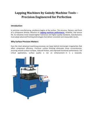 Lapping Machines by Guindy Machine Tools1