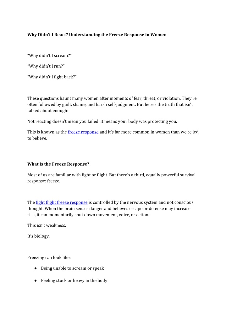 PPT - Why Didn’t I React Understanding the Freeze Response in Women ...