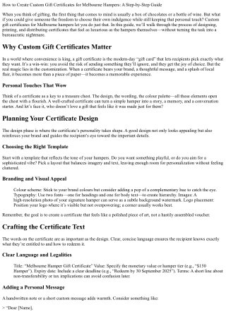How to Create Custom Gift Certificates for Melbourne Hampers: A Step‑by‑Step Gui