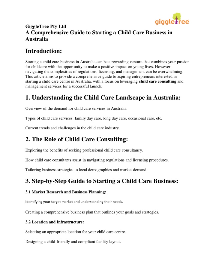 PPT - Child Care Business in Australia PowerPoint Presentation, free ...