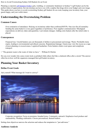 How to Avoid Overstocking Sydney Gift Baskets for an Event