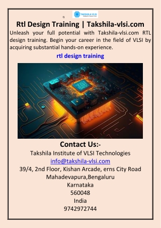 Rtl Design Training Takshila-vlsi.com
