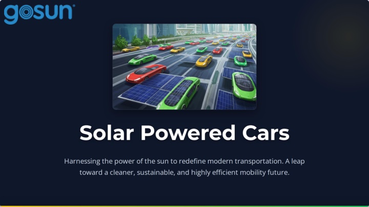 PPT - Solar Powered Car — Smart and Sustainable Transportation for a ...