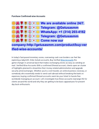 Buying Verified Wise Account – 100% Secure – Fast Delivery