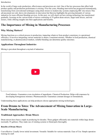 From Drums to Totes: The Advancement of Mixing Technology in Large-Scale Product