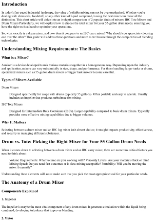 Drum vs. Lug: Selecting the Right Mixer for Your 55 Gallon Drum Needs