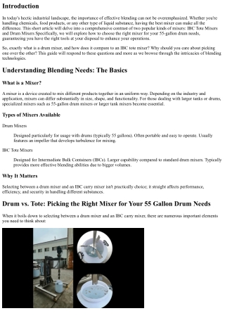 Drum vs. Carry: Choosing the Right Mixer for Your 55 Gallon Drum Needs