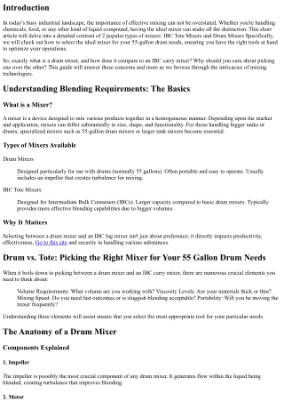 Drum vs. Tote: Choosing the Right Mixer for Your 55 Gallon Drum Needs