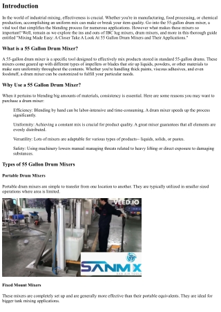 Blending Facilitated: A Closer Take A Look At 55 Gallon Drum Mixers and Their Ap