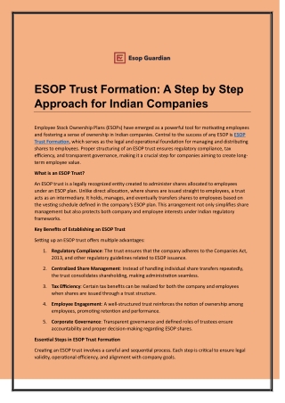ESOP Trust Formation A Step by Step Approach for Indian Companies