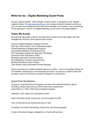 Write for Us – Digital Marketing Guest Posts