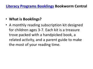 Literacy Programs Booklings Bookworm Central