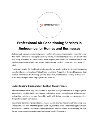 Professional Air Conditioning Services in Jimboomba for Homes and Businesses
