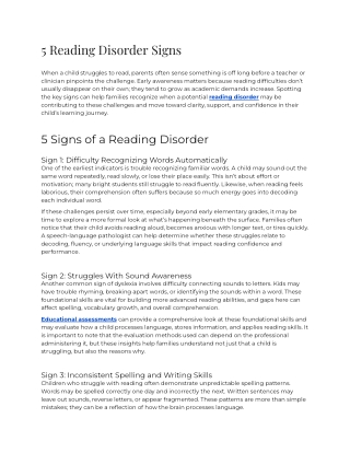5 Reading Disorder Signs Every Parent Should Know