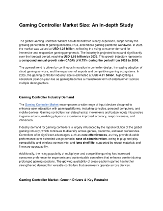 Gaming Controller Market Size_ An In-depth Study