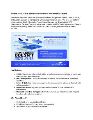 Aircraft maintenance tracking software