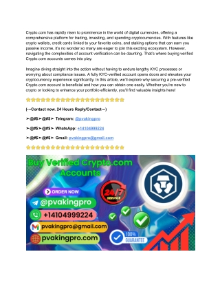 Buy Verified Crypto.com Accounts - 100% Fully KYC-Verified