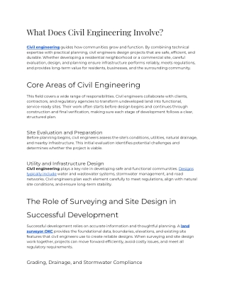 What does civil engineering involve