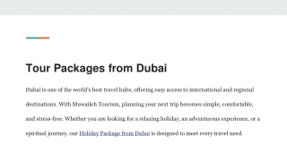 Tour Packages from Dubai