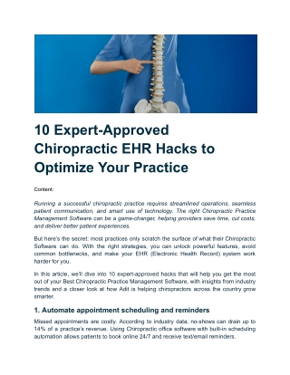 10 Expert-Approved Chiropractic EHR Hacks to Optimize Your Practice