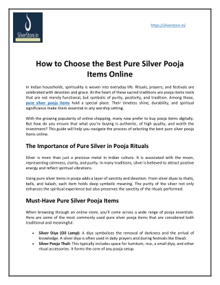 How to Choose the Best Pure Silver Pooja Items Online