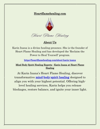 Mind Body Spirit Healing for Holistic Wellness by Karin Inana