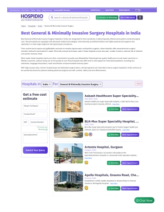 Best General Minimally Invasive Surgery Hospitals in India – HOSPIDIO