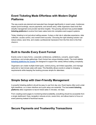 Event Ticketing Made Effortless with Modern Digital Platforms