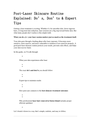 Post-Laser Skincare Routine: Do’s, Don’ts & Expert Care Tips