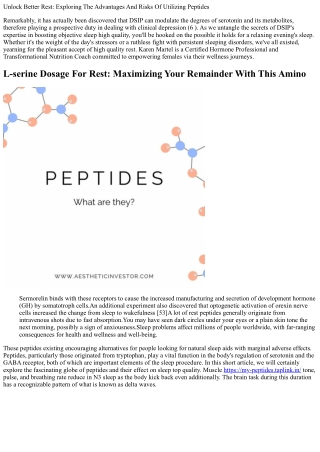 Do Peptides Aid With Resting Problems? Peptide Therapy