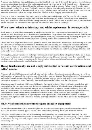 Heavy Truck Windshield Replacement North Concord: On-Site Service