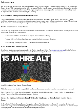 Escape the Ordinary: Explore Family-Friendly Challenges at Boca Raton's Master E