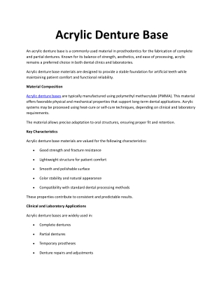 Acrylic Denture Base