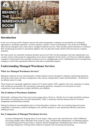 Actual Case Studies of Triumph with Managed Warehouse Services