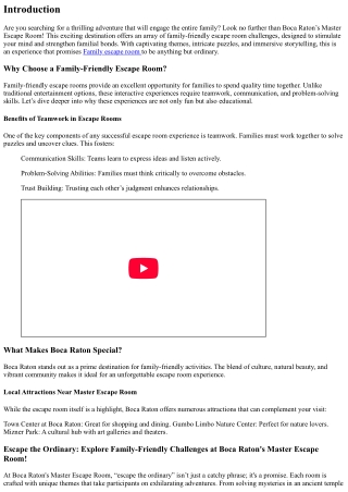 Escape the Ordinary: Explore Family-Friendly Challenges at Boca Raton's Master E