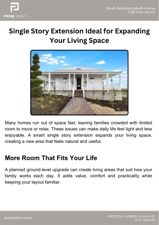 Single Story Extension Ideal for Expanding Your Living Space