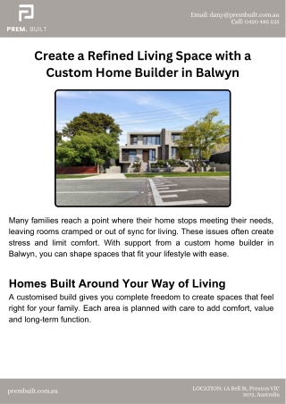 Create a Refined Living Space with a Custom Home Builder in Balwyn