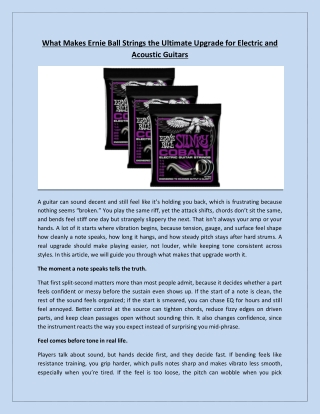 What Makes Ernie Ball Strings the Ultimate Upgrade for Electric and Acoustic