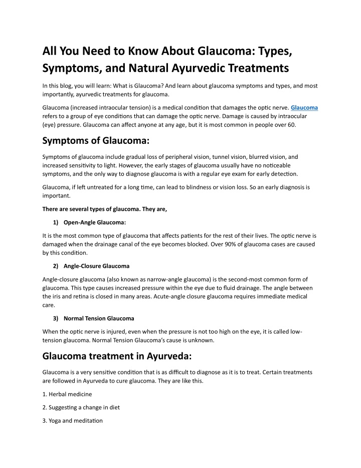 PPT - All You Need to Know About Glaucoma Types Symptoms and Natural ...