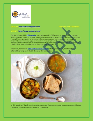 How to Choose a Reliable Tiffin Service in Leicester