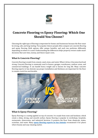 Concrete Flooring vs Epoxy Flooring: Which One Should You Choose?