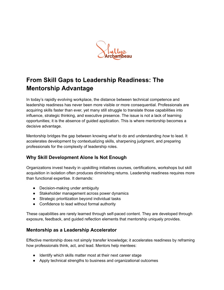 Leadership Gaps Examples PPT - From Skill Gaps to Leadership Readiness_ The Mentorship Advantage ...
