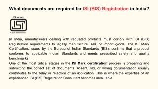 What Documents Are Required for ISI (BIS) Registration in India